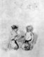 India: Emperor Akbar sitting with his son Jahangir, a sketch by the celebrated Dutch artist Rembrandt (1606-1669)